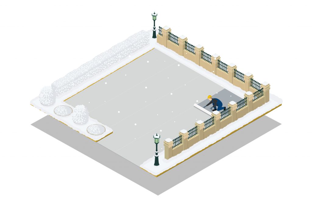 Illustration of Concrete Yard in Cold Weather